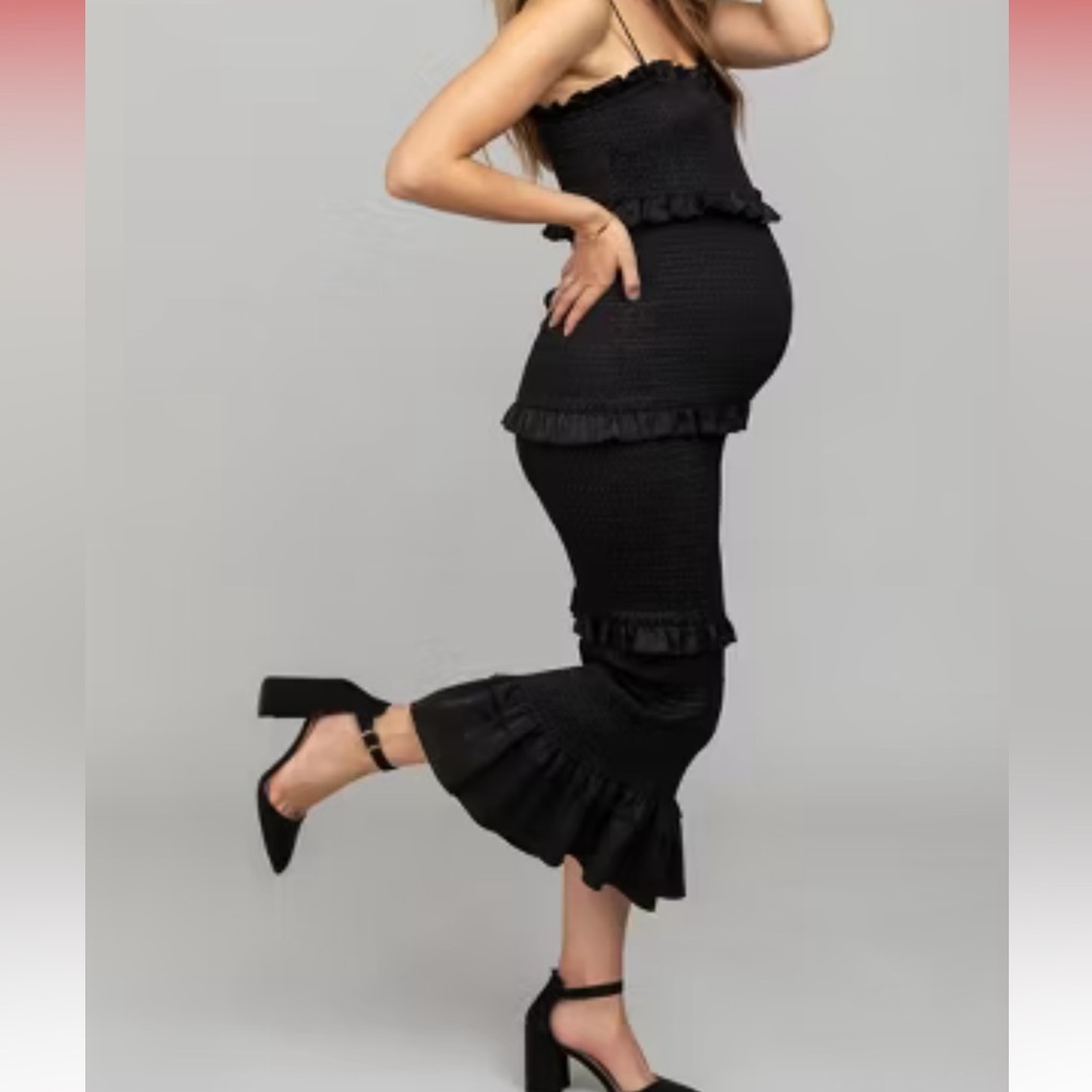 Pinkblush Black Smocked Maternity Dress